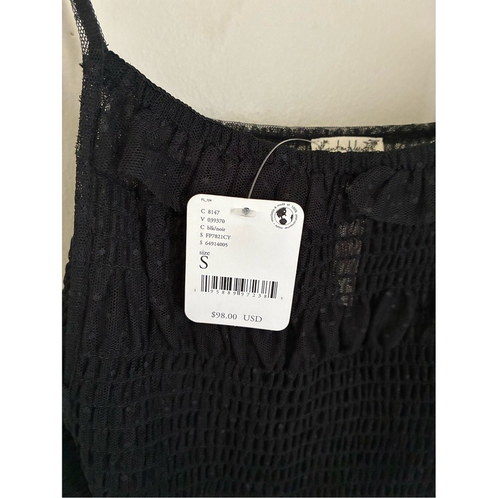 Free People Can't Stop Won't Stop Black Sheer Whimsigoth Slip Dress Size Small - Picture 6 of 8